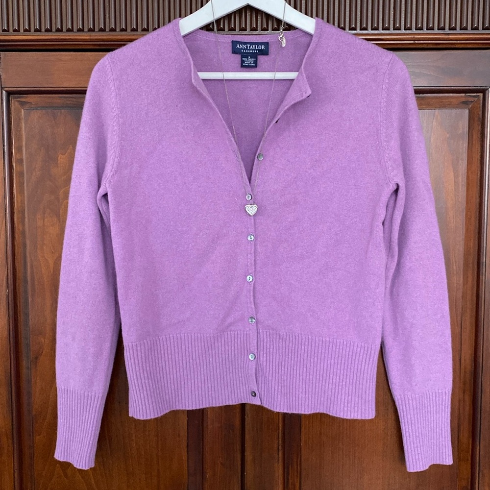 Lilac Button-Front Cashmere Blend Cardigan